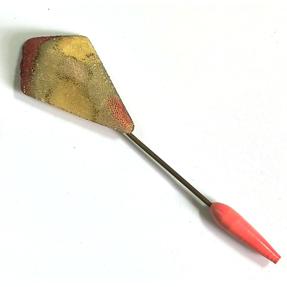 Vintage Art Deco Celluloid Stick Pin Kite Shaped End Cap 3 1/2" Gold Flecks Rare